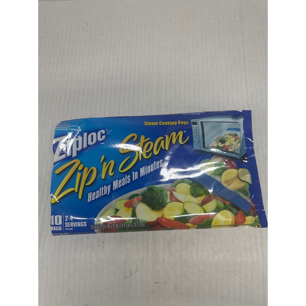 Ziploc Zip'N Steam Medium Cooking Bag Pack of 9 Steam Bags Measure‎ 7 1/4" X 8"